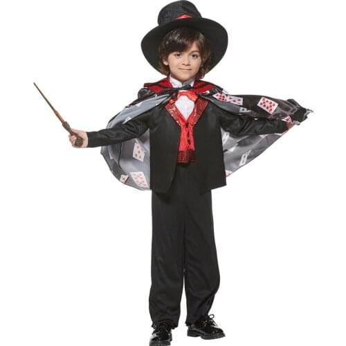 Children Magician Cosplay Costume Deluxe Halloween Charmer Boys Girls Clothing Sets, No Pants Include