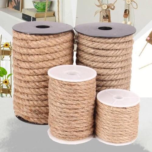 10M Natural Sisal Rope For Cat Climbing Frame DIY Hand-Made 4-10MM Jute Rope Lamp Decoration Rope Binding Hemp Ropes Packaging