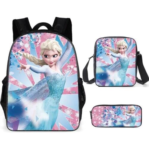 Disney Girls Snow Queen School Bags Nylon Orthopedic Princess Elsa Backpacks for Primary Students Children Kids Schoolbags