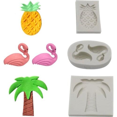 Pineapple Flamingo Coconut Tree Silicone Mold Fondant Cake Decorating Tools Candy Chocolate Gumpaste Mold