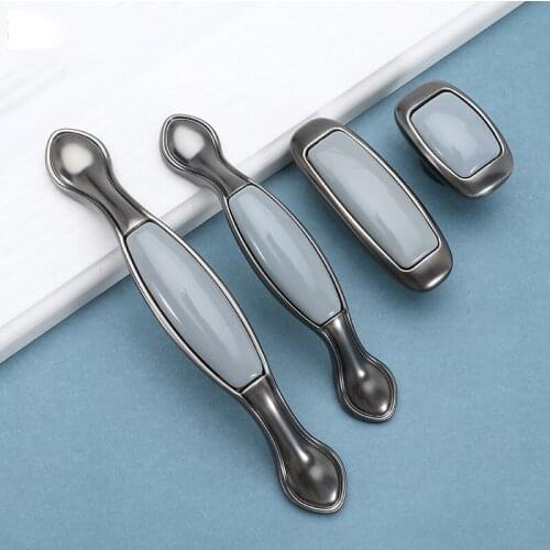 Blue Haze /Ceramic Drawer Pulls Antique Kitchen Handles Vintage Handles Knobs and Pulls for Cabinets Metal Furniture Handles