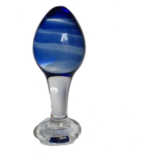 Glass anal plug Big ball dildo Blue crystal butt plug vagina backyard wand sex toys masturbation products Special anus stopper