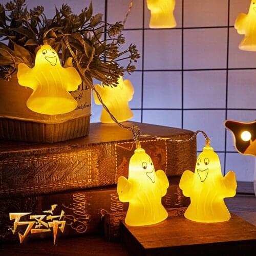 1.5m 10 LED Halloween Pumpkin Ghost Skeletons Bat Spider Light String Lamp DIY Hanging Bar Home Party Decor Halloween Ornament