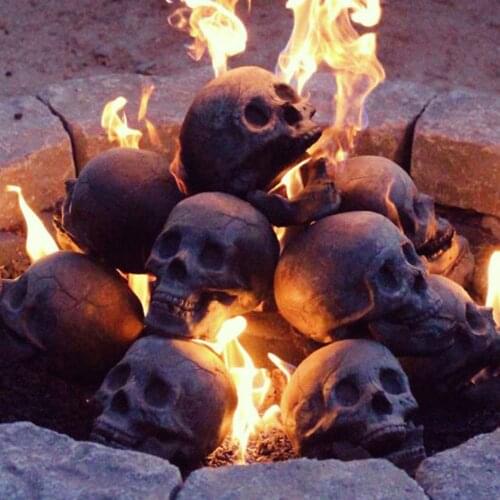 Home Decoration Interesting And Unique Ornament Decoration Skull On The Barbecue Outdoor Camping Halloween Party Decor Props