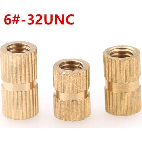 High-quality 6#-32UNC Brass Knurl Round Injection Insert Nuts Embedment Nuts (Outside Diameter 5mm)