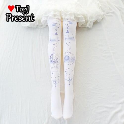 Women girl lolita Tights Harajuku Tattoo Pantyhose Female Stocking Medias Party Pants sweet Lolita cosplay stockings