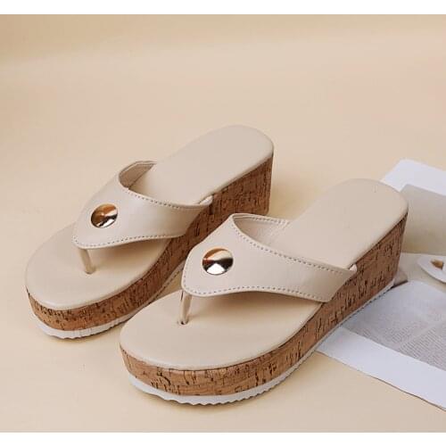 2021 Summer New Womans Lightweight Platform Flip Flop Wedge Sandals High Heel Arch Support Walking Thong Slippers