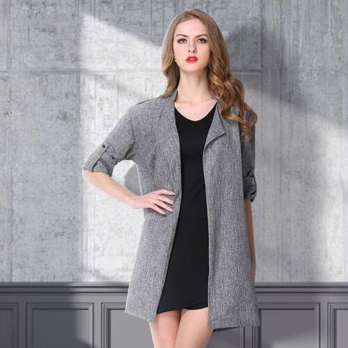Spring Fall Cardigan Trench Womens Clothing Plus Size Long Coats Long Sleeve Open Stitch Elegant Trench Coat TA8159