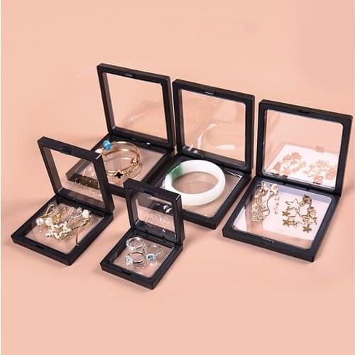 1pcs 3d Floating Display Case Stands Holder Dustproof Storage For Pendant Necklace Bracelet Ring Coin Jewelry Earrings Pin