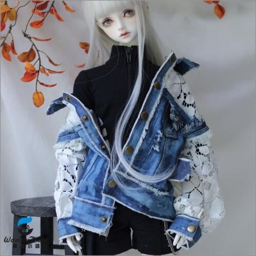 1pcs New BJD Doll Clothes Lace denim jacket for 1/3 1/4 uncle DD Pink/White Lace Coat top Long Sleeve Loose doll accessories