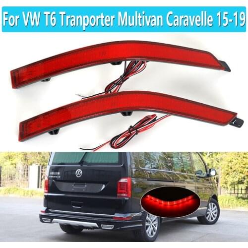 1 Pair LED Rear Tail Bumper Reflector Light Brake Stop Lights Reverse Fog Lamp for VW T6 Tranporter Multivan Caravelle 2015-2019