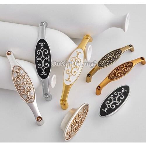 10PCS European Exquisite Carved Kitchen Cabinet Door Pulls Handles Cupboard Wardrobe Drawer Wine Cabinet Handles and Knobs