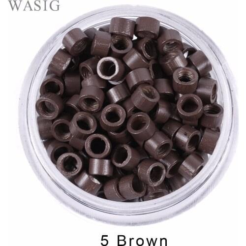 1000Pcs 4.0mm Hair Microcircle Links Rings Beads Links With Screws Thread Aluminium 5# Brown