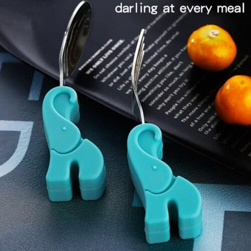 2 PCS Baby Tableware Set Children Utensil Stainless Steel Toddler Dinnerware Cutlery Cartoon Infant Food Feeding Spoon Fork