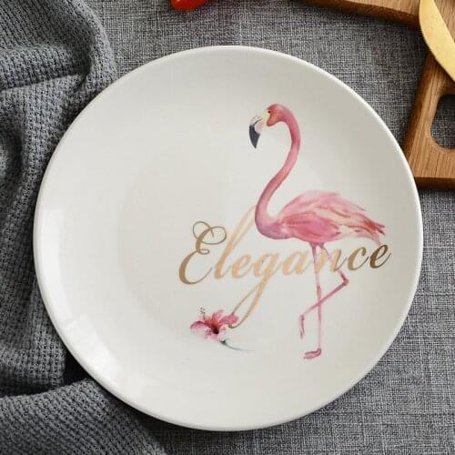 2021 New Jingdezhen Lovely 8 Inch Round Ceramic Plate Tableware Western Creative Steak Breakfast Plate Set