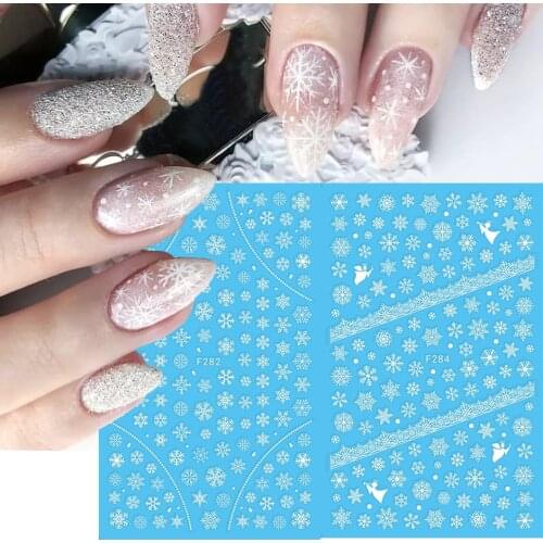 3D White Snowflakes Winter Sliders for Nail Stickers Christmas Decoration Decals for New Year DIY Manicure Art Tools GLF281-284