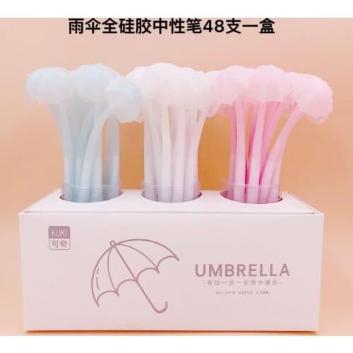 48Pcs Creative Stationery Student Pen Umbrella Gel Pen Full Needle Black Ink Pen School Supplies Office Supplies 0.5mm
