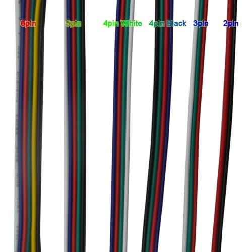 5~100 meters 2pin 3pin 4pin 5Pin 6pin 22 AWG Extension Electric Wire Cable Led Connector For 5050 3528 RGBW RGB CCT LED Stirp