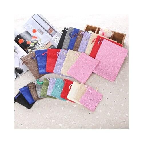 50pc (4 Sizes) Linen Jute Drawstring Gift Bags Christmas Halloween Gift Box Packaging Gift Bags Wedding Candy Box Chocolate Bags