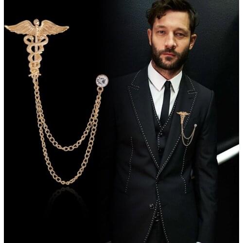 Retro Metal Animal Snake Brooch Pin Angel Wings Tassel Chain Lapel Pins Mens Suit Shirt Badge Brooches for Women Accessories