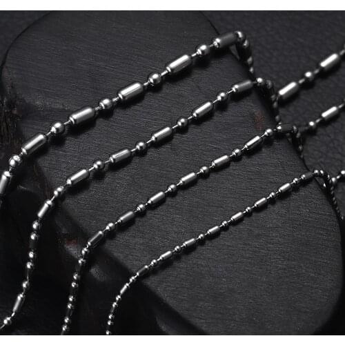 Stainless Steel Mens Necklace Bamboo Chain Finished Chains with Ball Connector Steel Tone Jewelry DIY Making Supplies 1.6-3mm