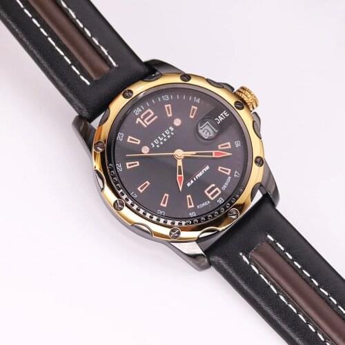 Top Julius Mens Homme Wrist Watch Assorted Colors Fashion Hours Dress Sport Retro Leather Student Boy Birthday Fathers Gift