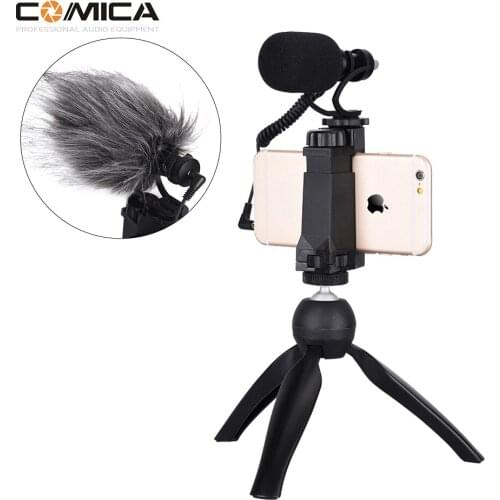 COMICA CVM-VM10-K2 Smartphone Video Rig Filmmaker Hot Shot Audio Microphone w/ Mini Tripod for iPhone X/8/7/6/6S Samsung Huwwei
