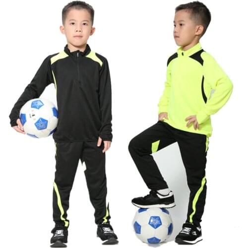 2020 Kids Soccer Jerseys Sets Boy Soccer Long Sleeves Soccer Training Jacket Suits Kids Football Shirts + Shorts Running Suits