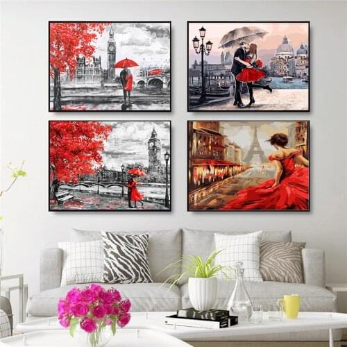 Europe Modern Paris Romantic Love Posters Canvas Charming Scenery Bedroom Store Hall Wall Mural Poster Decor Painting Prints