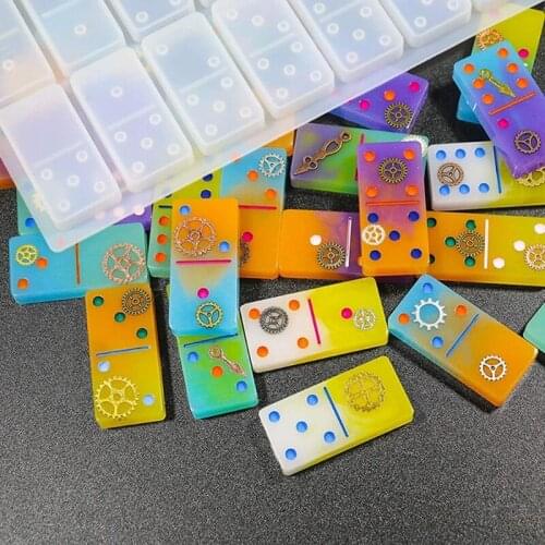 Q39C Dominoes Epoxy Resin Mold Dominoes Storage Box Silicone Mold DIY Crafts Jewelry Storage Case Holder Casting Tools