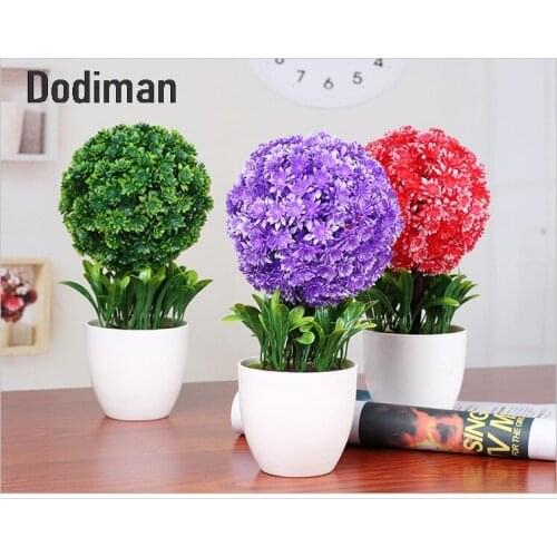 Artificial plants Snowballs bonsai home decoration plastic green plants fake flowers set potted tabletop living room decoration