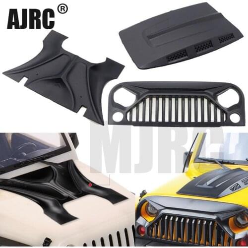 MJRC 1:10 RC body shell Jeep Wrangler Rubicon for axial SCX10 D90 90046 90047 313mm wheelbase Angry face MS hood intake grille