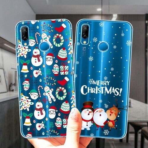 Cute Cartoon Elk Merry Christmas Santa Claus Soft Silicone Case Cover For Huawei P20 P10 P30 P40 Lite E Pro Plus Y9 Y5 Prime
