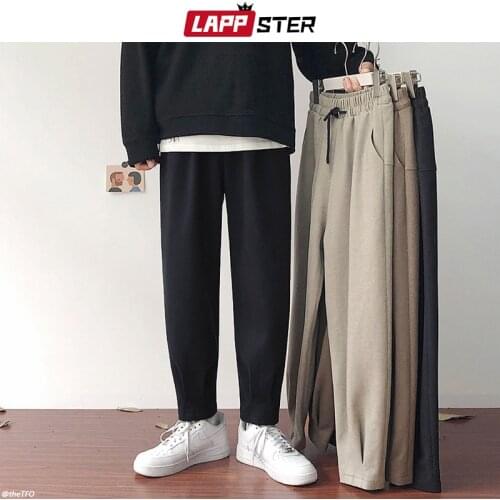 LAPPSTER Men Straight Vintage Harajuku Pencil Pants 2021 Mens Japanese Streetwear Causal Sweatpants Male Korean Fashion Joggers