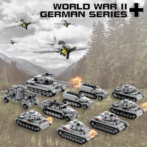 WW2 German Tank MOC Armored Car Building Block Set Military Puzzle Assembly Model Army War Soldie rToys Gifts For Children Kids