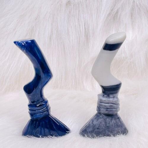 Natural Lapis Lazuli Crystal Carved Cartoon Standing Magic Broom Home Gift Decoration