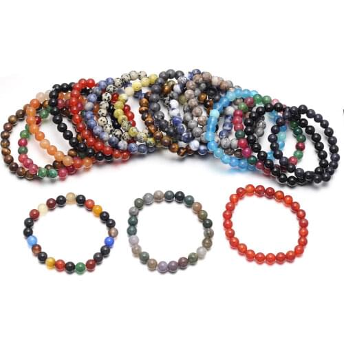 2020 New Multicolor Natural Stone Bracelet Amazonite/Agates Natural Crystal Stone Bangles Beads Bracelets For Women Men Jewelry