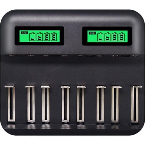 New-8 Slots Lcd Display Usb Smart Battery Charger For Aa Aaa Sc C D Size Rechargeable Battery 1.2V Ni-Mh Ni-Cd Quick Charger