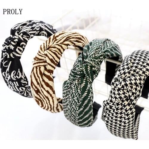 PROLY New Fashion Girls Hair Accessories Soft Flower Leopard Headband Center Knot Turban Casual Center Knot Hair Hoop Women