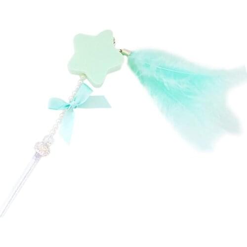Fake Feather Cat Wand Toy Star Shape Kitten Teaser Stick Interactive Cat Toy With Bell Cat Teaser Wand Pet Training Toy For Cats