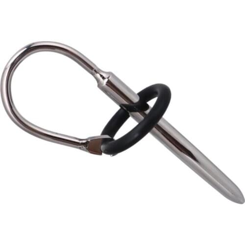 Latest Male Stainless Steel Urethral Sounding Stretching Stimulate Bead Dilator Penis Plug With Cock Ring BDSM Sex Toy 610