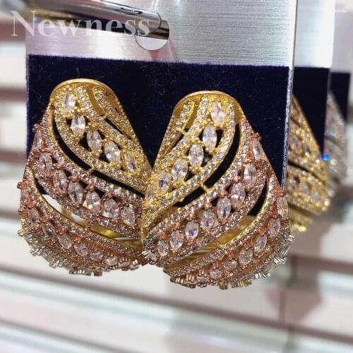 Newness New flower shape Hoop Earrings for Women gift for Women Party Luxury Dubai Nigeria CZ Crystal Wedding Jewelry