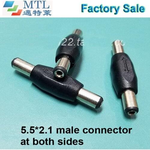 DC connector male to male, 5.5mm*2.1mm male connector at both sides, 100 pcs/lot, factory wholesale