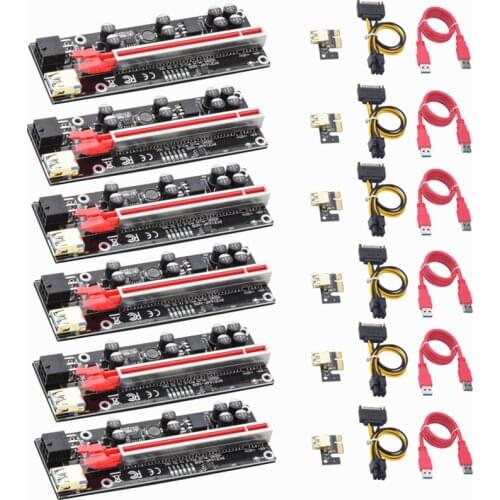 3/6PCS Led PCIE Riser 010S Plus Video Card Extension Cable Adapter PCI Express Riser VER010S PCIE X1 X16 Riser Card For Mining