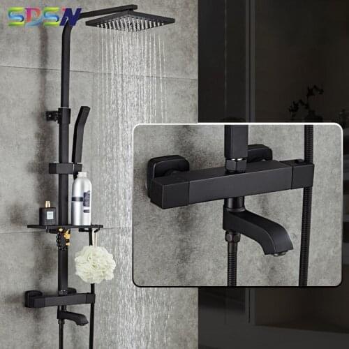 SDSN Thermostatic Shower Set 38 Temperature Bathroom Shower System Quality Brass Bathtub Mixer Faucet Rainfall Bath Shower Head