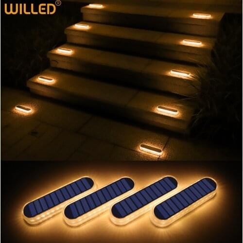 Solar Deck Light Outdoor Waterproof LED Warm White Big Solar Charging Panel for Step Pathway Driveway Garden Walkway and Patio