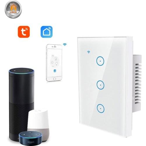 US AU AC110-240V 1/3Gang Wi-Fi Smart Sensor Switch Remote Control Light Switch App Voice Control Socket Touch Wall Switch