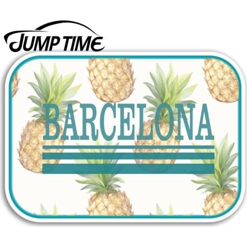 Jump Time Barcelona Spain Vinyl Stickers Pineapple Fun Sticker Luggage Decal Truck Window Car Wrap Car Accessories