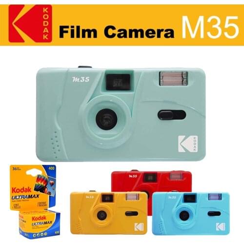 KODAK CAMERA Vintage Retro M35 35mm Reusable Film Camera RED BLUE YELLOW with Kodak UltraMax Film