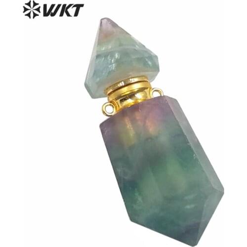 WT-P1481 double hoops gold Pendant with irregular shape natural stone perfume bottle Pendant women birthday Jewelry gift Pendant
